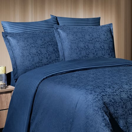 Maxstyle Jakarlı Reyka Lacivert Double Nevresim Takımı