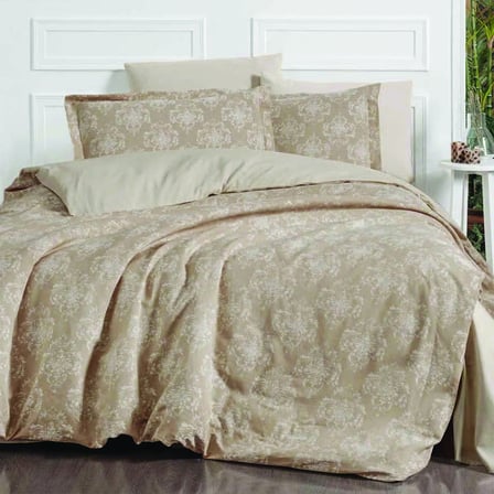 Maxstyle Vintage Lyocell Bej Çift Kişilik Nevresim Takımı