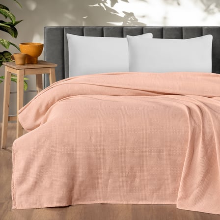 Maxstyle Çift Kişilik %100 Pamuk Pike Somon 200x220 cm