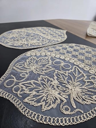  Çınar Desen 5 Parça Salon Masa Örtüsü Takımı