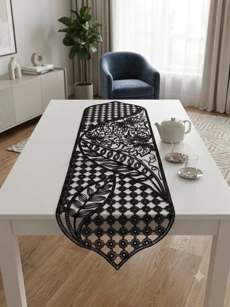  Çınar Desen 5 Parça Salon Masa Örtüsü Takımı