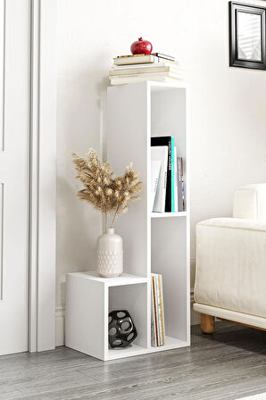 Bucak Çok Amaçlı Kitaplık Tv Ünitesi Beyaz