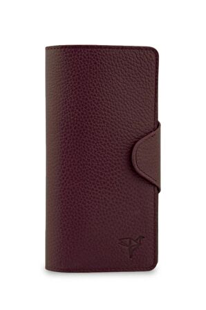 Hakiki Deri Bordo Unisex Para Portföy %100 El Yapımı Dana Derisi