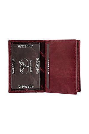 %100 El Yapımı Crazy Deri Minimal Bordo Kartlık