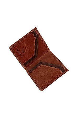 %100 El Yapımı Vintage Deri Taba Erkek Cüzdan
