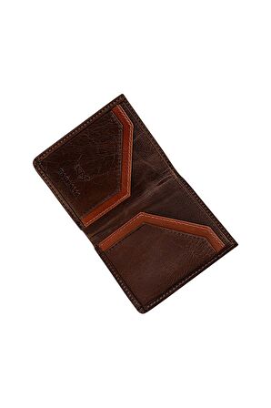 %100 El Yapımı Vintage Deri Kahverengi Erkek Para Portföy