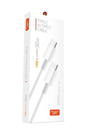 Powerway 30W PD30 Type-C To Type-C 1m Data ve Şarj Kablosu