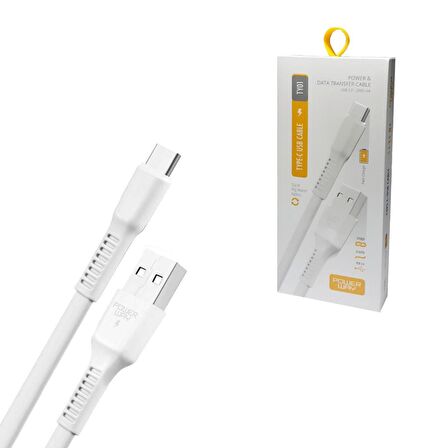 ŞARJ KABLOSU DATA FAST TYPE-C 2A BEYAZ 100CM POWERWAY TY-01