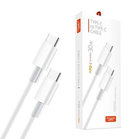 Powerway Şarj Data Kablosu İki Ucu Type-c Şarj Data Kablosu 1 Metre Type-c To Type-c