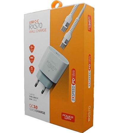 Powerway 18W 3.0A Type-C Şarj Aleti Kablo Set RX570