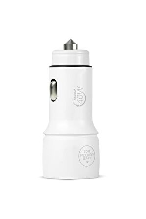 Powerway CC4.0 QC40 40W 5V 4 Amper Type c - Usb Araç Şarj Başlığı Beyaz