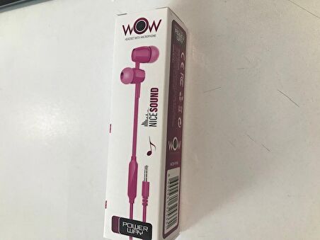 Powerway WOW Pink Kulak İçi Mikrofonlu Ses Kontrolli Kulaklık