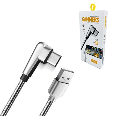 TELEFON ŞARJ DATA KABLOSU OYUNCU METAL TYPE-C FAST POWERWAY GMX-5