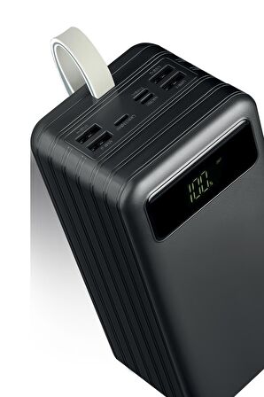 80.000 Mah Kablolu Dijital Göstergeli Gerçek 80.000 Mah Garantili Işıklı Kamp TX80 Siyah Powerbank