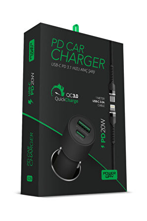 CC35 3.1A PD20W Type-C to Lightning Hızlı Şarj Yeni Nesil Araç Şarj Aleti Çakmaklık