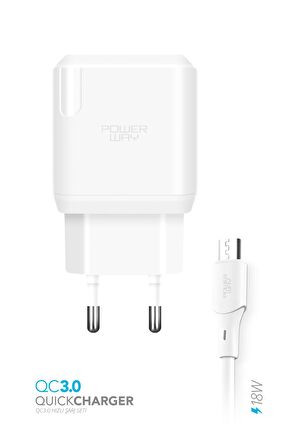 Powerway Micro USB 18 Watt Hızlı Şarj Aleti Beyaz