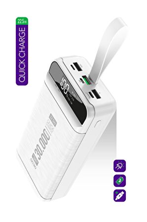 Powerway QC30 30000 mAh Hızlı Şarj Powerbank Beyaz 