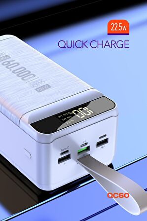 Powerway QC60 60000 mAh Hızlı Şarj Powerbank Beyaz 