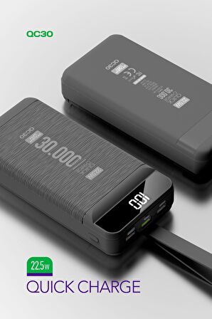 Powerway QC30 30000 mAh Hızlı Şarj Powerbank Siyah 