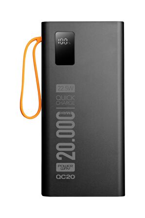 Powerway QC20 20000 mAh Hızlı Şarj Powerbank Siyah 