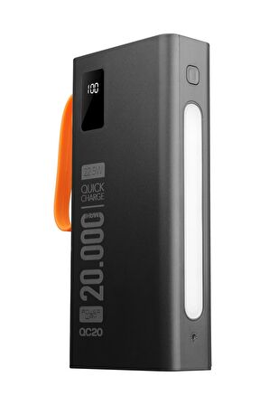 Powerway QC20 20000 mAh Hızlı Şarj Powerbank Siyah 