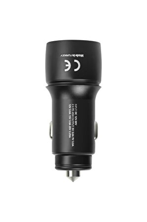 45W PD Ultra Hızlı 2x Type-C Girişli Araç Içi Çakmaklık Şarj Adaptörü, CC45 Araç Şarj Başlığı