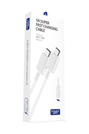 S5 45 Watt Hızlı Şarj Destekli 5A İki Ucu Type-C Şarj ve Veri Aktarma Kablosu Orjinal Dayanıklı