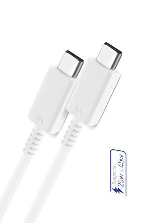 S5 45 Watt Hızlı Şarj Destekli 5A İki Ucu Type-C Şarj ve Veri Aktarma Kablosu Orjinal Dayanıklı