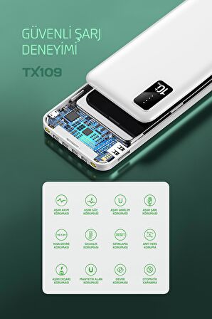 Powerway TX109 10000 mAh Hızlı Şarj Powerbank Siyah 