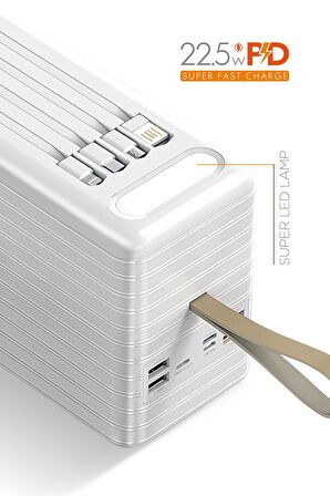 Powerway 120.000 MAH PD 22.5W HIZLI ŞARJ Dahili Kablolu Gerçek 120.000 MAH TRAFO POWERBANK