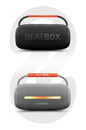 BeatBox Siyah Led Işıklı Dayanıklı Ses Bombası Usb Sd Aux FM Radyo Bluetooh Hoparlör