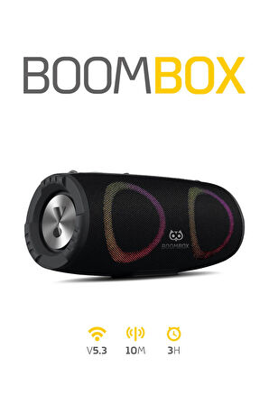 BoomBox 30W Çift Bass Usb Hafıza Kartı Aux Radyo Led Işıklı Bluetooth Hoparlör Hi-Fi Ses Bombası