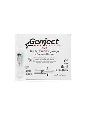 Genject 5 cc Enjektör 3p 21GX38 mm Yeşil Uçlu Şırıınga 250 ADET