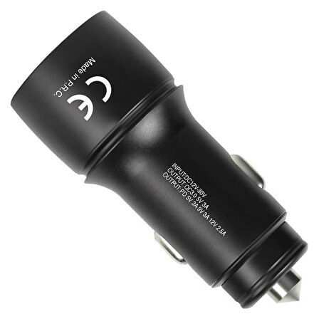 Powerway CC36 30W PD + QC 3.0 Çift Çıkışlı Metal Araç Çakmaklık Hızlı Şarj Kablolu Set