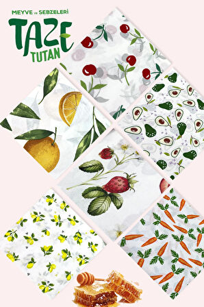 6 Parça Tekrar Kullanılabilen Balmumu Gıda Saklama Bezi Beeswax Food Wraps Mumo