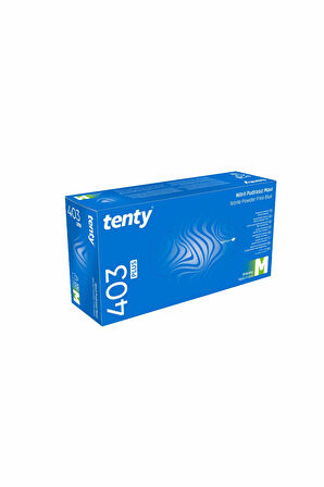 Tenty 403 Plus Pudrasız Nitril Eldiven M Beden Mavi 100'lü