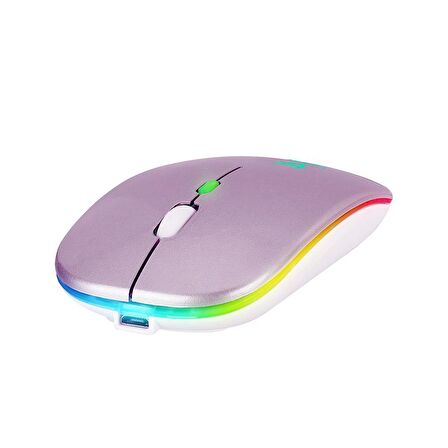 Blueforce V5.0 Bluetooth & Wireless 2,4ghz Sessiz Kablosuz Mouse Pembe