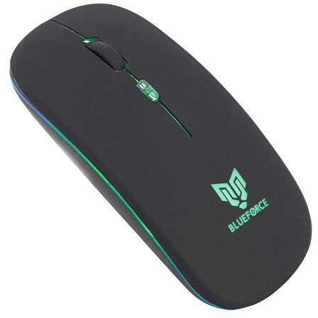 Blueforce 2,4Ghz Bluetooth Wireless Kablosuz Sessiz Mouse Siyah Işıklı