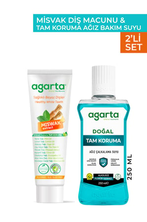 Agarta 2 Li Set Misvak Diş Macunu ve 250 ml Tam Koruma Ağız Bakım Suyu