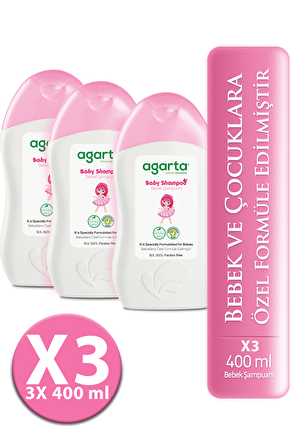 Doğal Şampuan  Bebek Kız Çocuklarına Özel Bakım 400 ml X 3 Adet