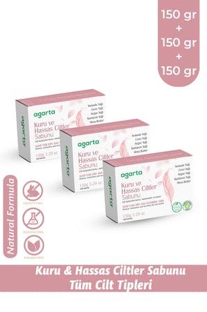 Agarta 3 Adet Doğal Kuru Ve Hassas Ciltler Sabunu 150 gr