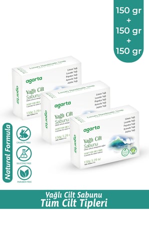 Agarta 3 Adet Doğal Yağlı Cilt Sabunu 150 gr