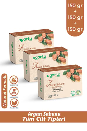 Agarta 3 Adet Doğal Argan Sabunu 150 gr