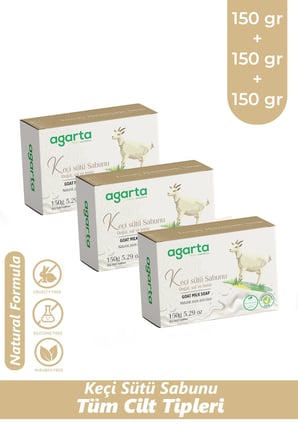Agarta 3 Adet Doğal Keçi Sütü Sabunu 150 gr