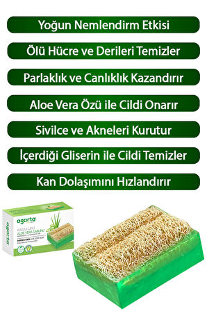 Doğal Kabak Lifli El Yapımı Aloe Vera Sabunu 2 Adet 125g