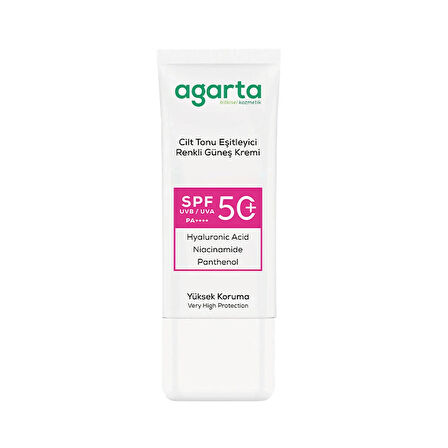Agarta Cilt Tonu Eşitleyici Renkli Kapatıcı Etkili Spf+50 Güneş Kremi 50 Ml