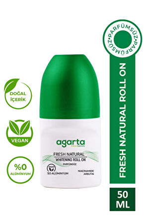 Agarta Parfümsüz Fresh Natural Ter Kokusu Önleyici 24 Saat Etkili Beyazlatıcı Unisex Roll-On 50 ML