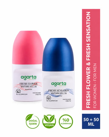 Agarta Kadın Fresh Flower  Roll-on + Erkek Fresh Sensatıon Roll-on 2x50 ml