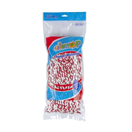 Elmop PM01 Yedek Islak Vidalı Mop Paspas Püskül Ucu - Pamuklu Mikrofiber İpli Mop Yedeği Başlığı
