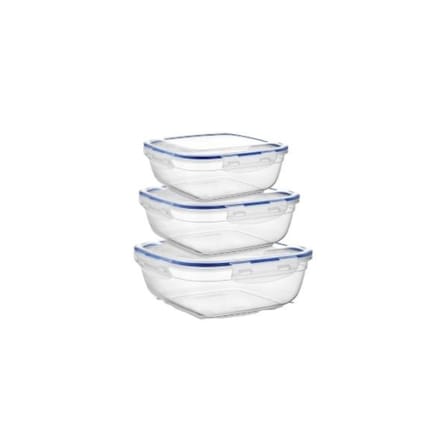 Asude ASD030 Kare Sızdırmaz Şeffaf Saklama Kabı Seti 3'lü 500-900-1500 Ml